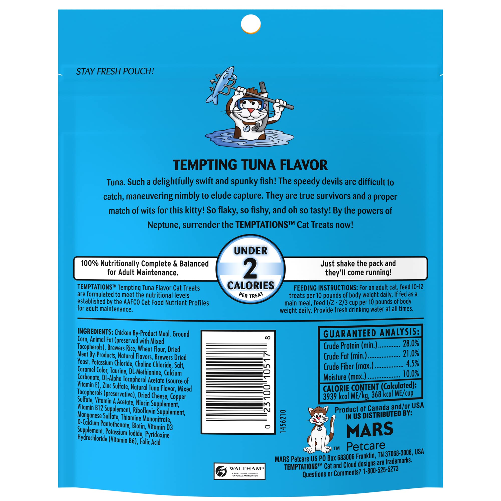 Temptations Gatos: bolsa con cierre para conservar frescura entre premiaciones.