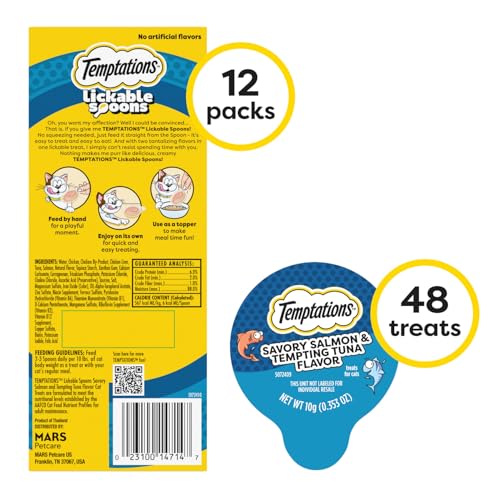 Pur puré cremoso Temptations Lickable Spoons para snack limpio.