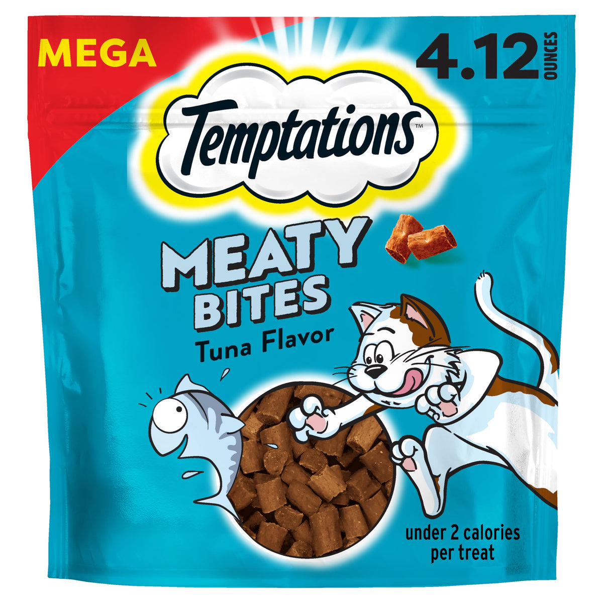 Temptations Meaty Bites con atún, bolsa para gatos y sabor atractivo.