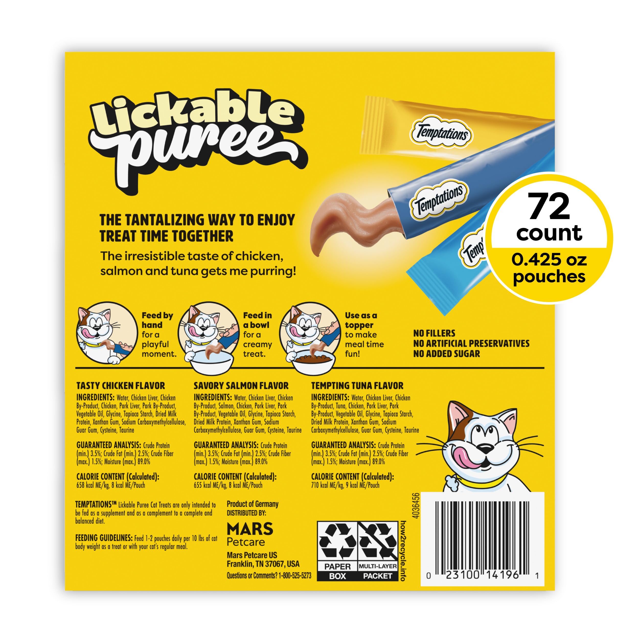 Temptations Puré Cremoso para Gatos, sabores pollo para gusto auténtico