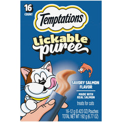 Temptations Puré Cremoso en empaque, sabor a salmón, ideal para snack rápido