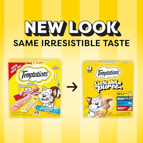 Temptations puré cremoso en tubo para gatos, experiencia interactiva al servir