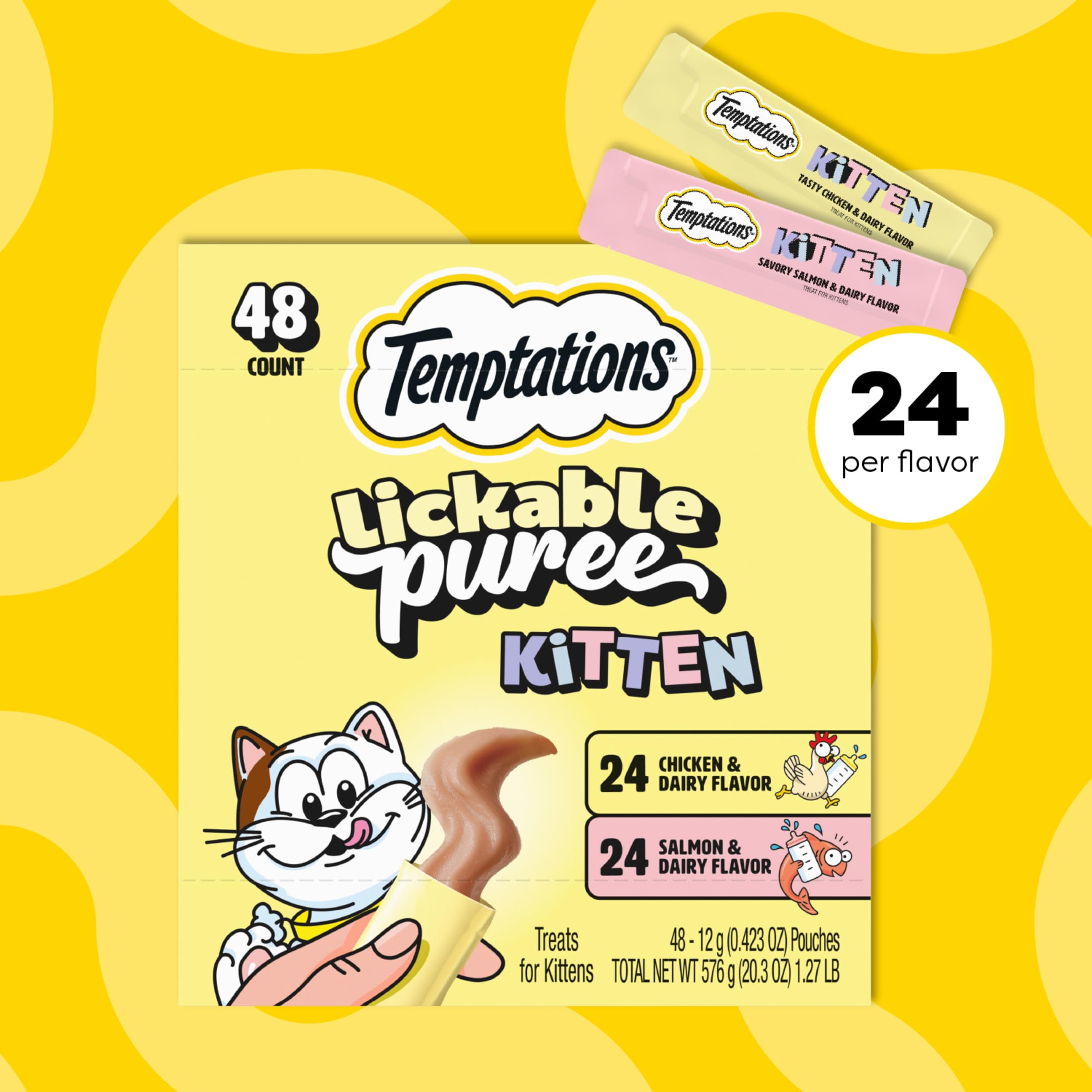 Puré Temptations para gatitos como complemento durante la comida