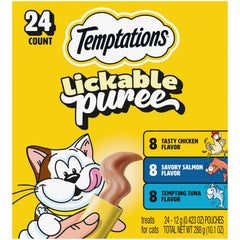 Temptations Purée Crèmeuse au poulet, tube pratique pour câlins interactifs.
