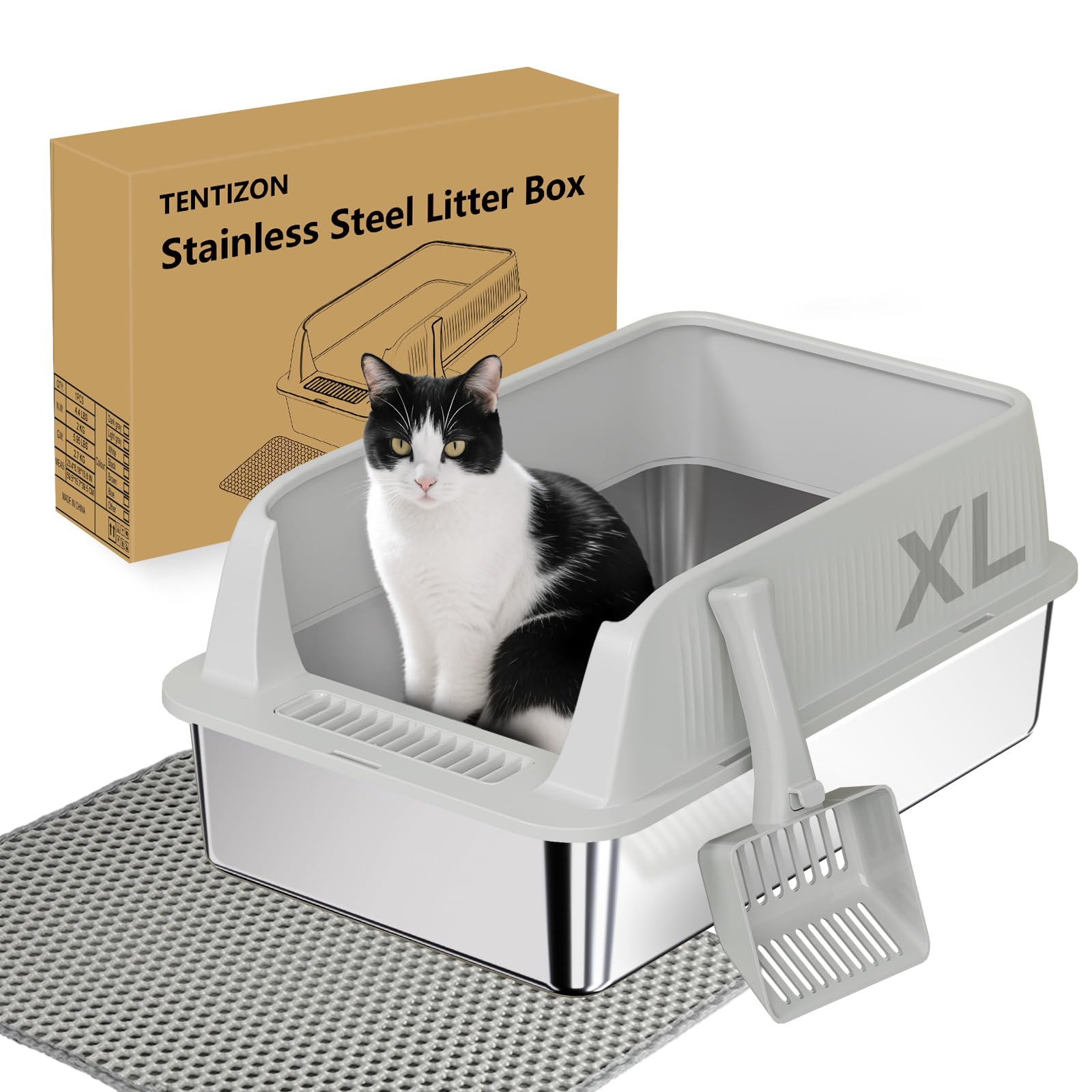 Caja TTT TENTIZON de acero inoxidable con laterales altos para menos salpicaduras