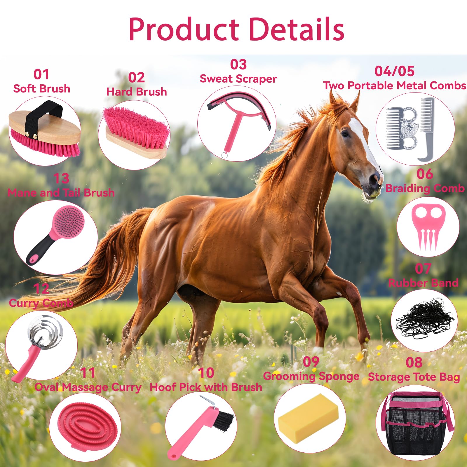 TERPUP cepillo duro para caballo, elimina suciedad sin irritar la piel