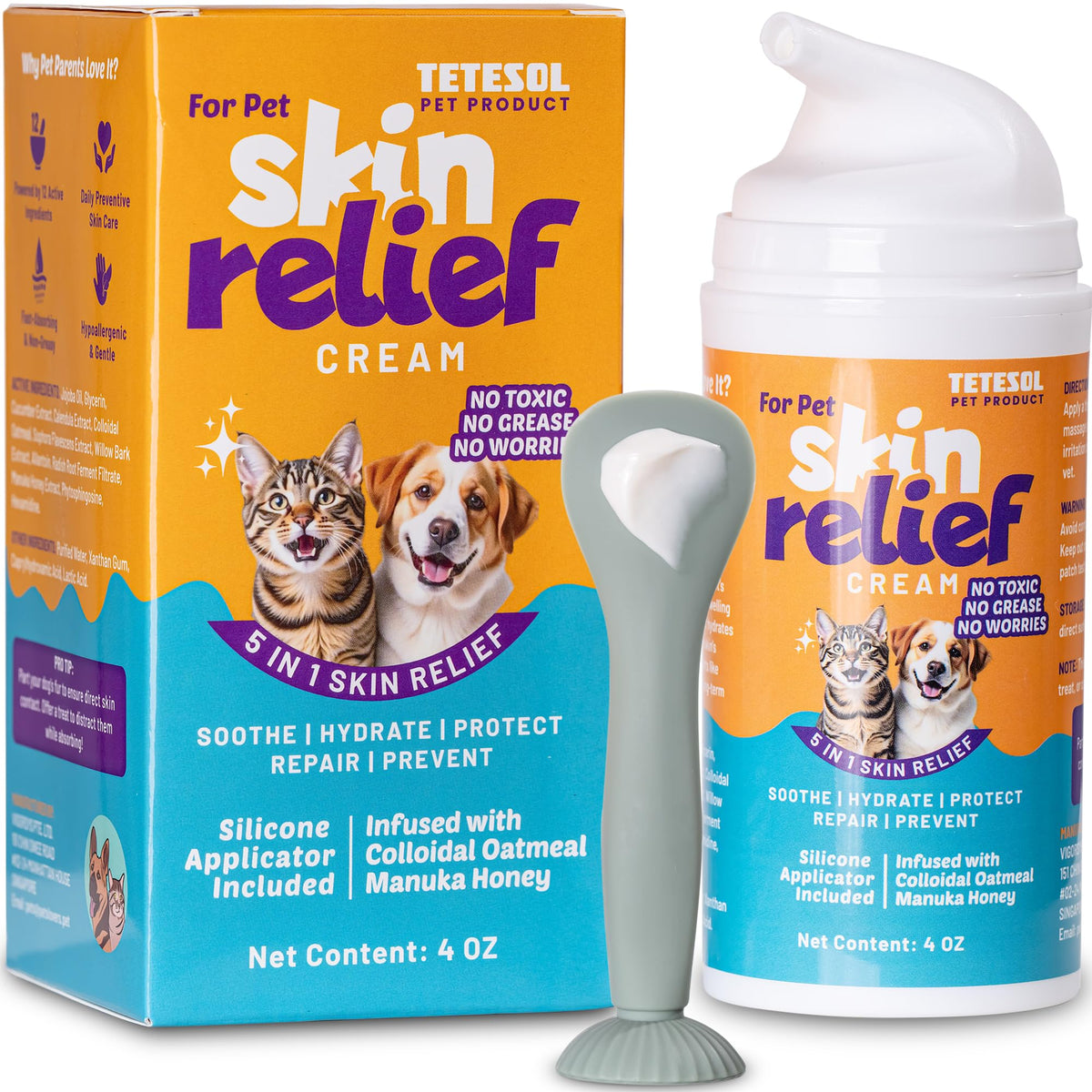 Crema Tetesol para perros alivia irritación en la piel con aplicación puntual.