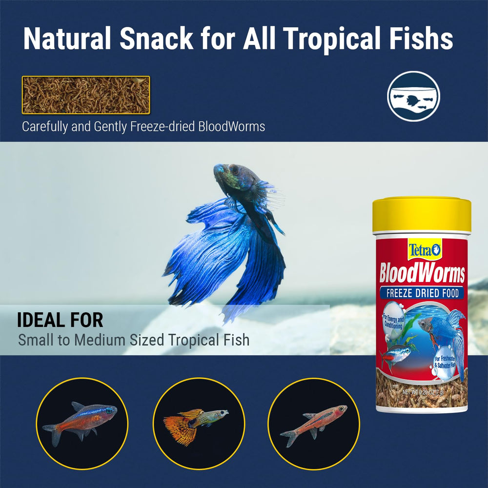 Tetra BloodWorms proceso liofilizado que reduce organismos indeseables.