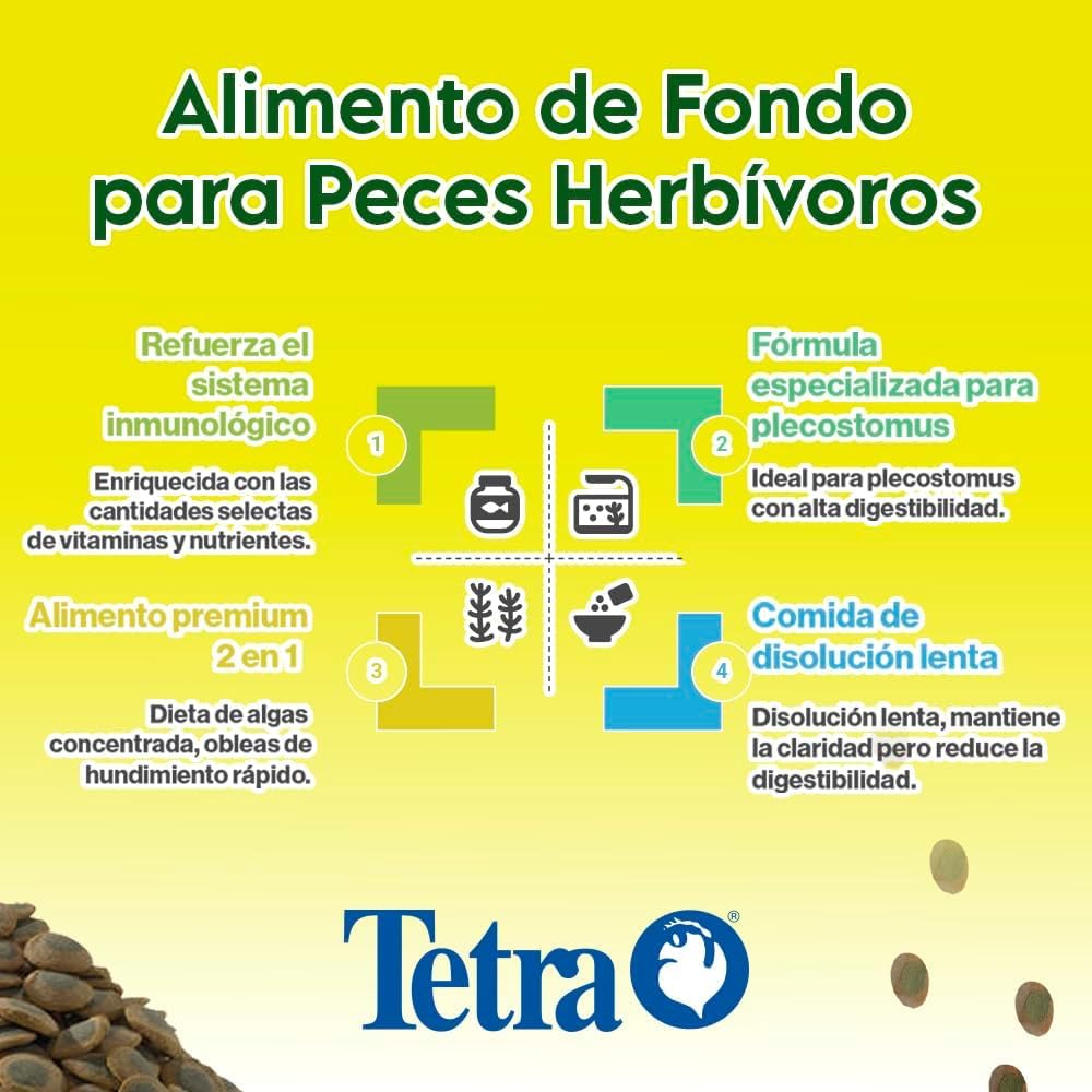Tetra PRO PlecoWafers alga concentrada para plecostomus y agua más limpia.