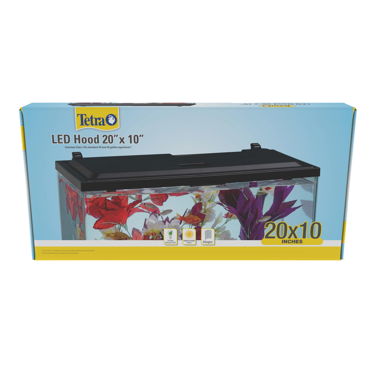 Tetra tapa frontal 20x10 para acuario, diseño limpio que realza la estética.