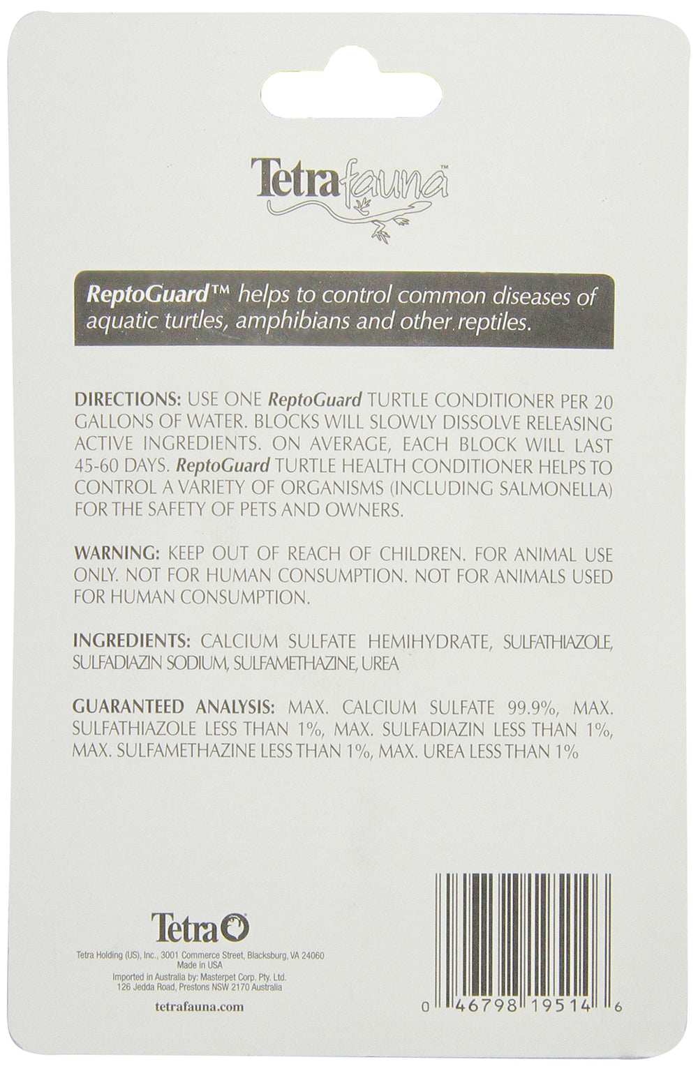 TetraFauna ReptoGuard, bloque con forma de tortuga, dosis segura y eficiente