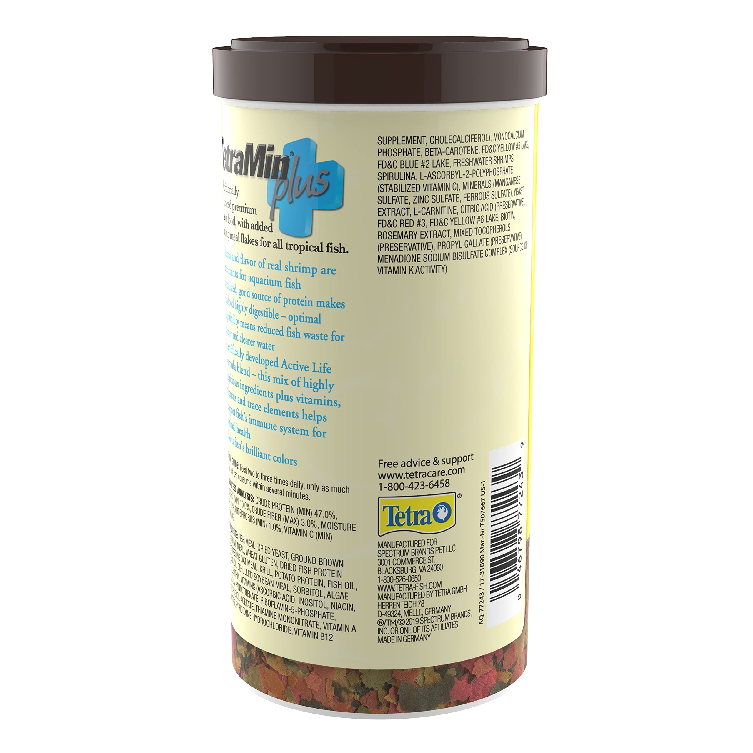 Tetramin Plus Flakes Tropicales realza colores naturales en peces tropicales.