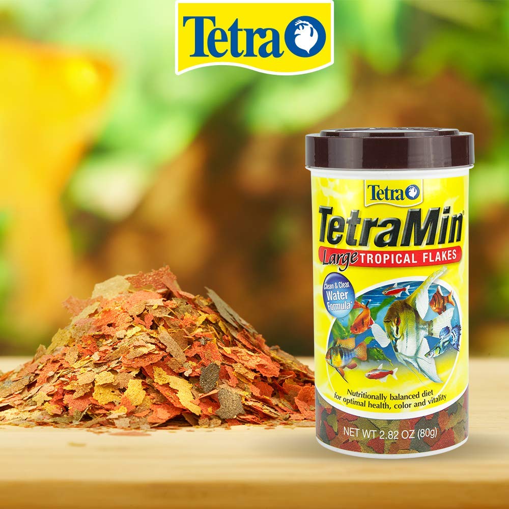 Etiqueta de Tetramin XL Tropical Flakes con información nutricional