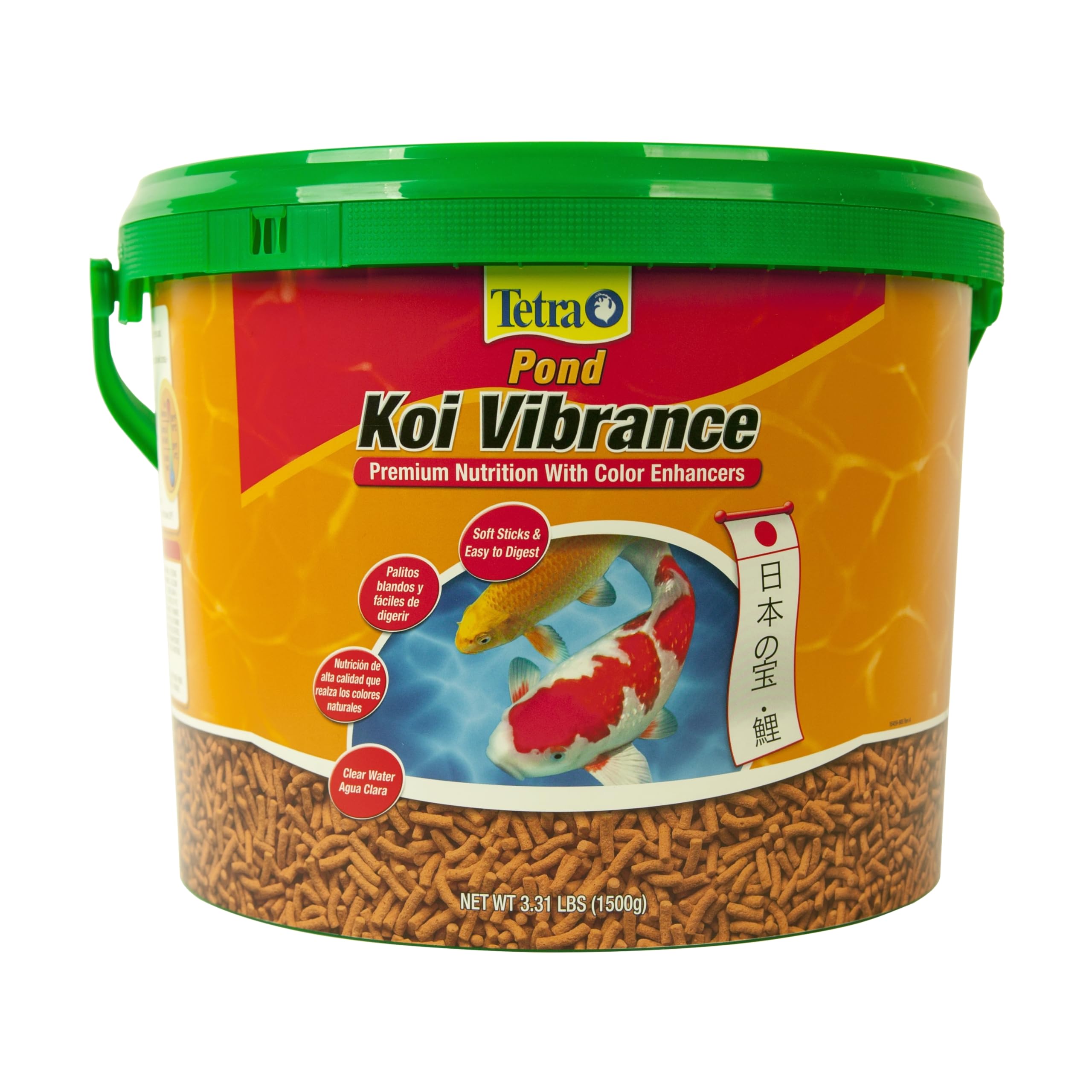TetraPond Koi Vibrance, pellets blandos flotantes, digestión suave para koi y pez dorado decorativo.