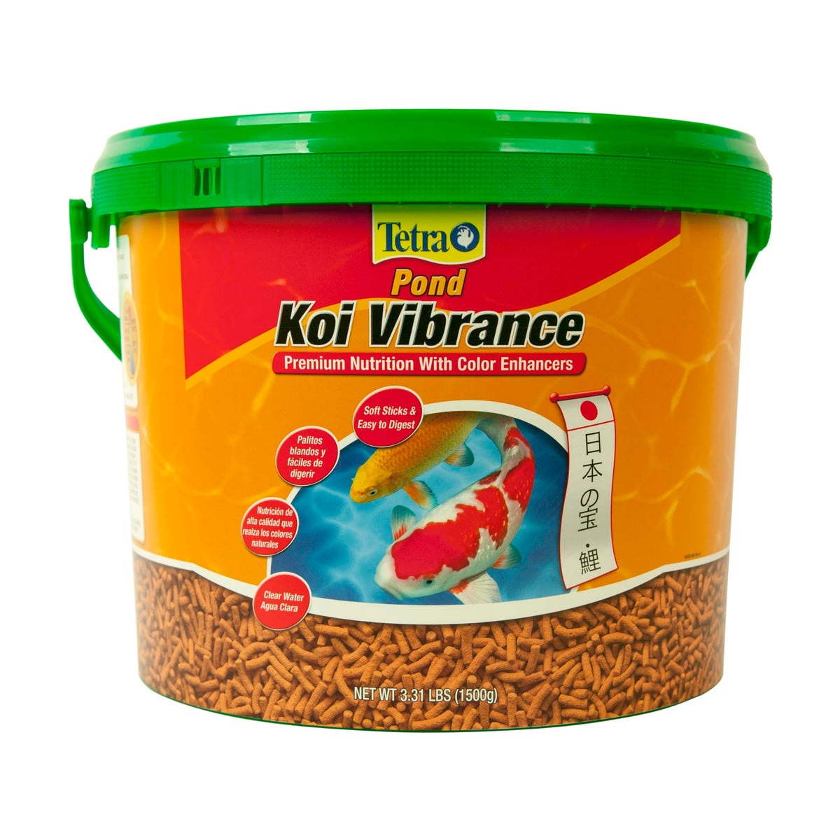 TetraPond Koi Vibrance, pellets blandos flotantes, digestión suave para koi y pez dorado decorativo.