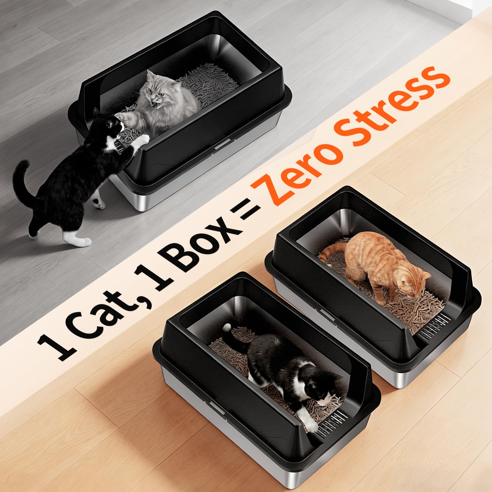 Tevila caja de arena XL capacidad jumbo para menos recargas.