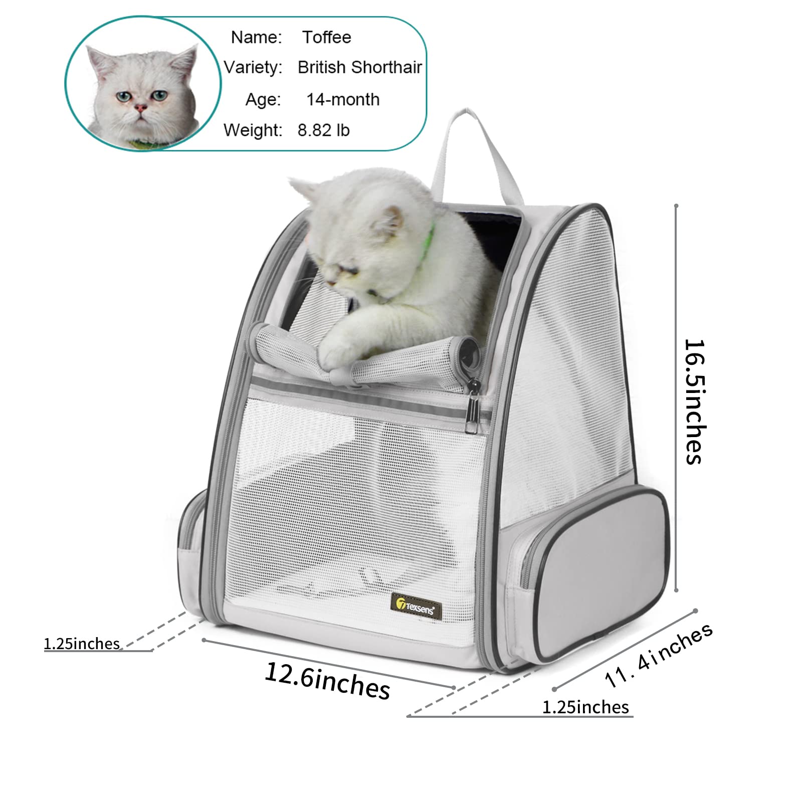 Texsens malla lateral ventilada mantiene aire fresco para la mascota durante salidas
