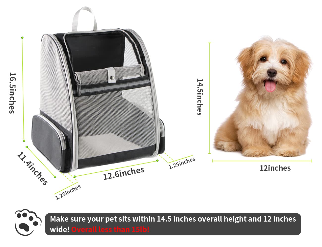 Texsens Mochila Burbuja para Mascotas vista lateral con diseño ergonómico.