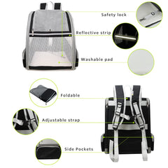 Texsens Mochila Burbuja para Mascotas con malla plástica y ventilación constante.