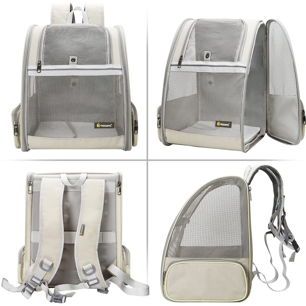 Texsens Mochila Portamascotas con hebillas de seguridad para paseos seguros.