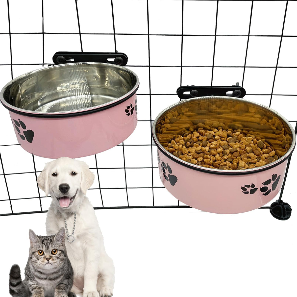 Tfwadmx tazón de alimento para perro en jaula colgante, práctico y estable.