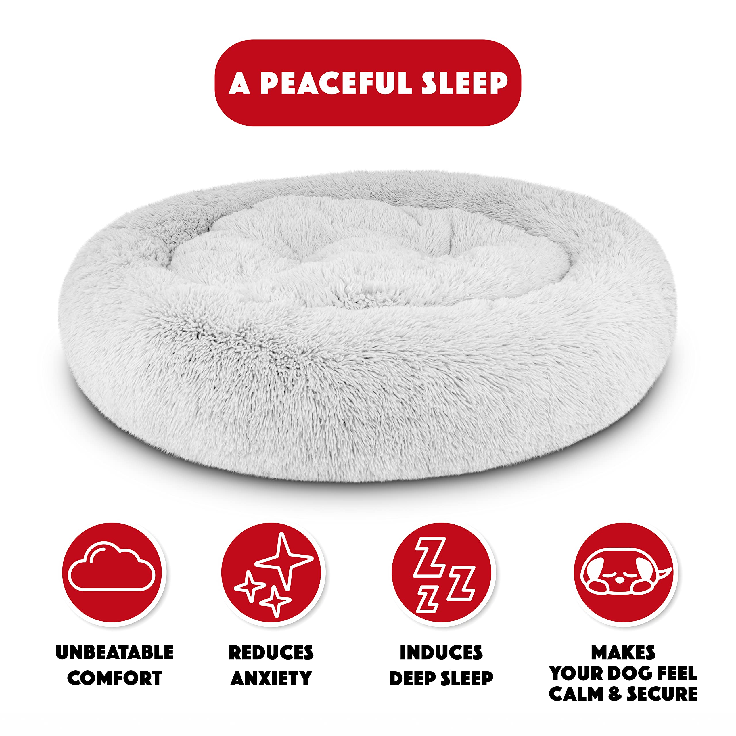 The Dog’s Balls cama rosquilla funda desmontable facilita limpieza regular.
