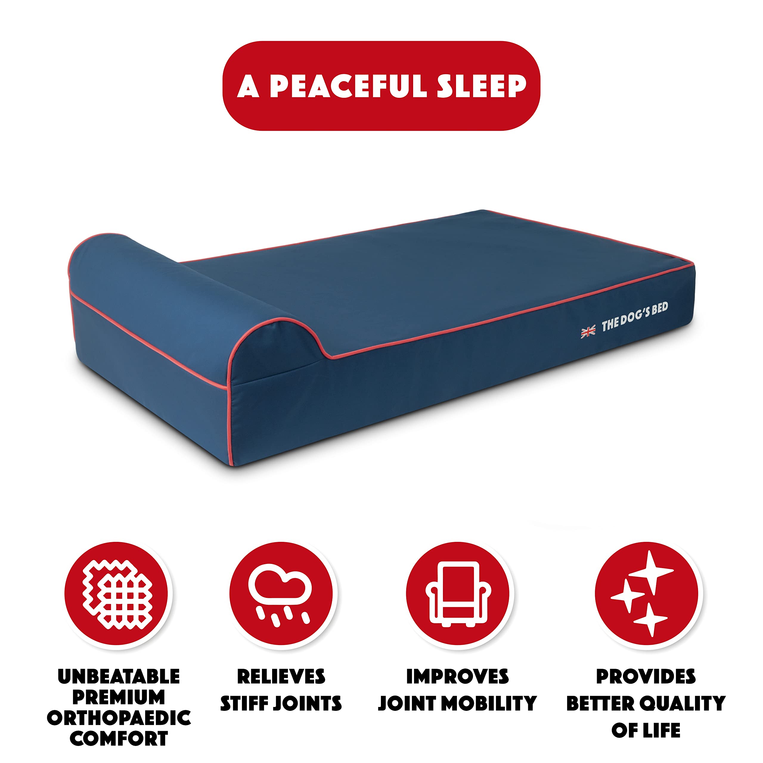 The Dog's Balls funda Oxford azul con ribete rojo, tela duradera