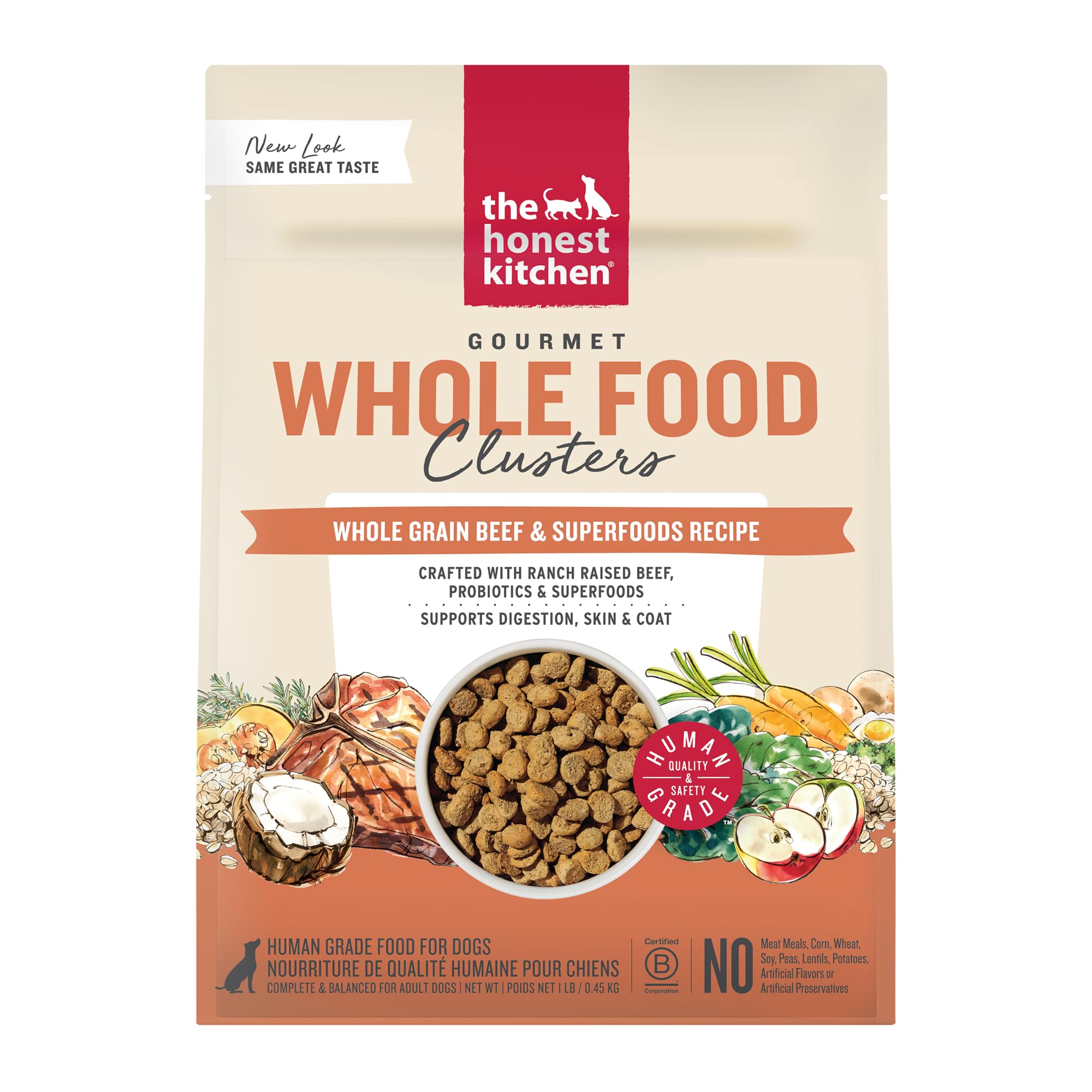 The Honest Kitchen Clusters bolsa-1lb, ideal comida principal para perros adultos