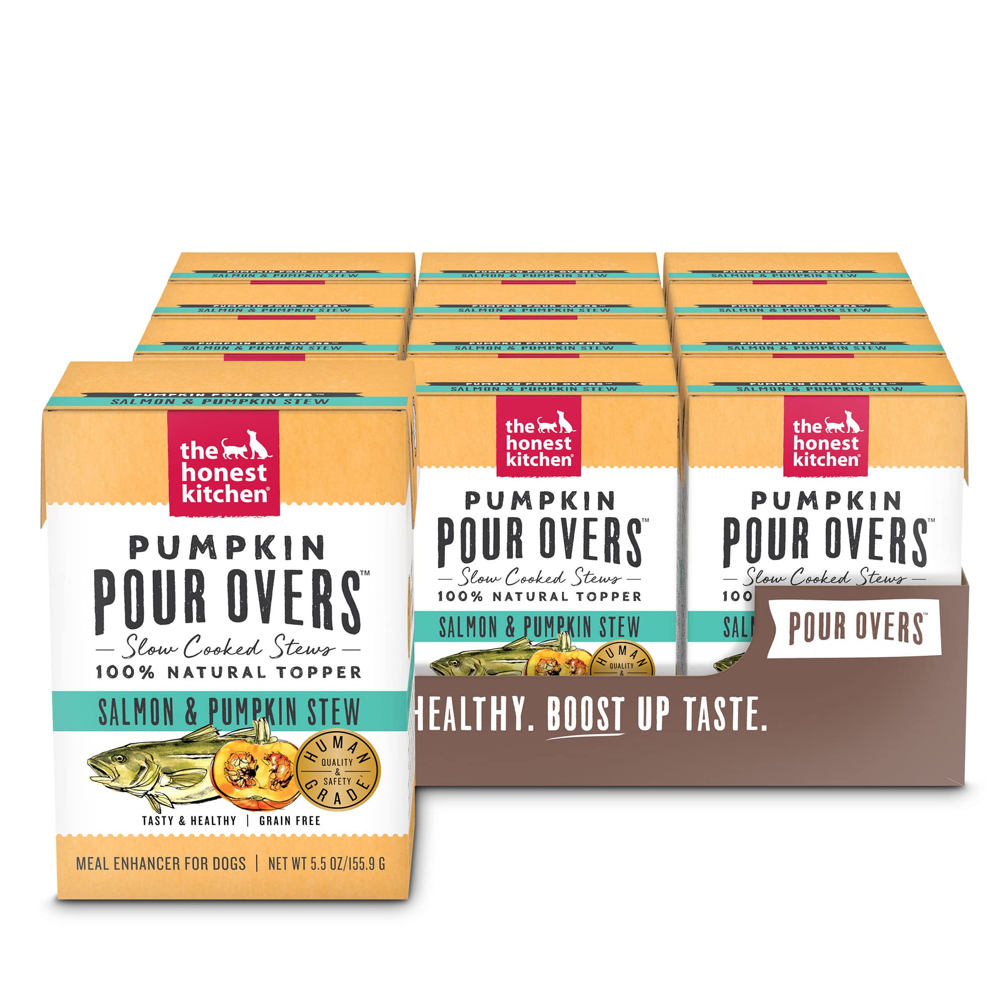 The Honest Kitchen calabaza cobertura para perros con salmón estofado, ideal para variar las comidas.