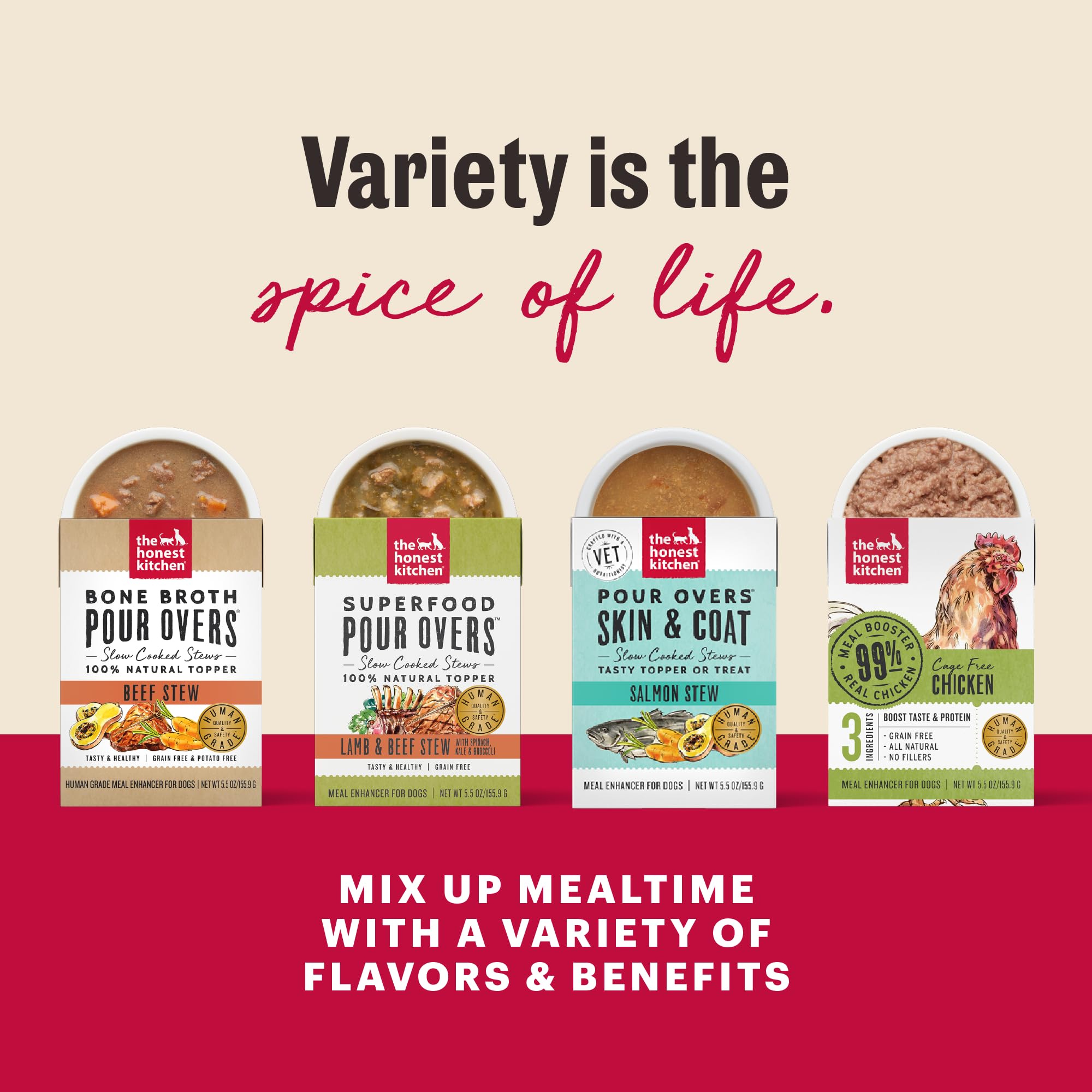 Ingredientes de calidad de The Honest Kitchen, receta clara y confiable.