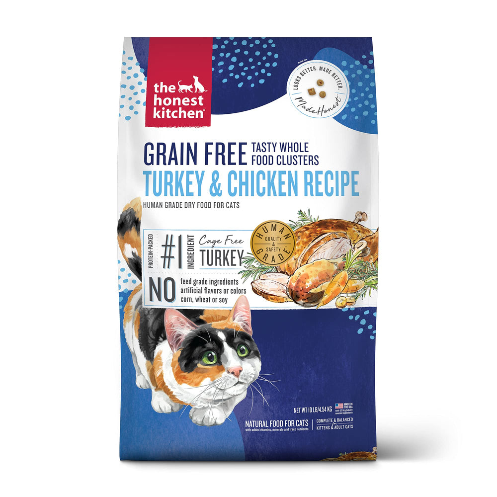 The Honest Kitchen Clusters bolsa de diez libras para gatos, nutrición completa.