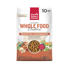 The Honest Kitchen Clusters carne de res sin granos, bolsa de 10 libras para perros sanos.