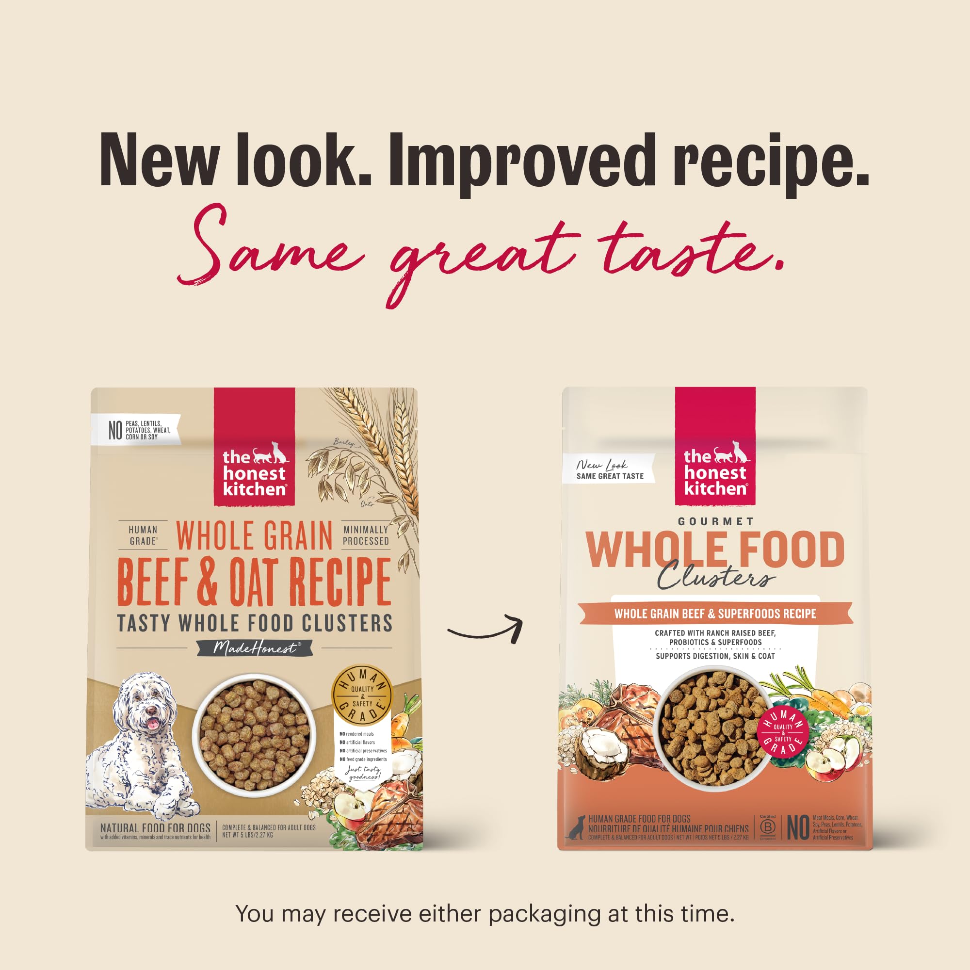 The Honest Kitchen Clusters, prensados en frío para sabor más intenso.