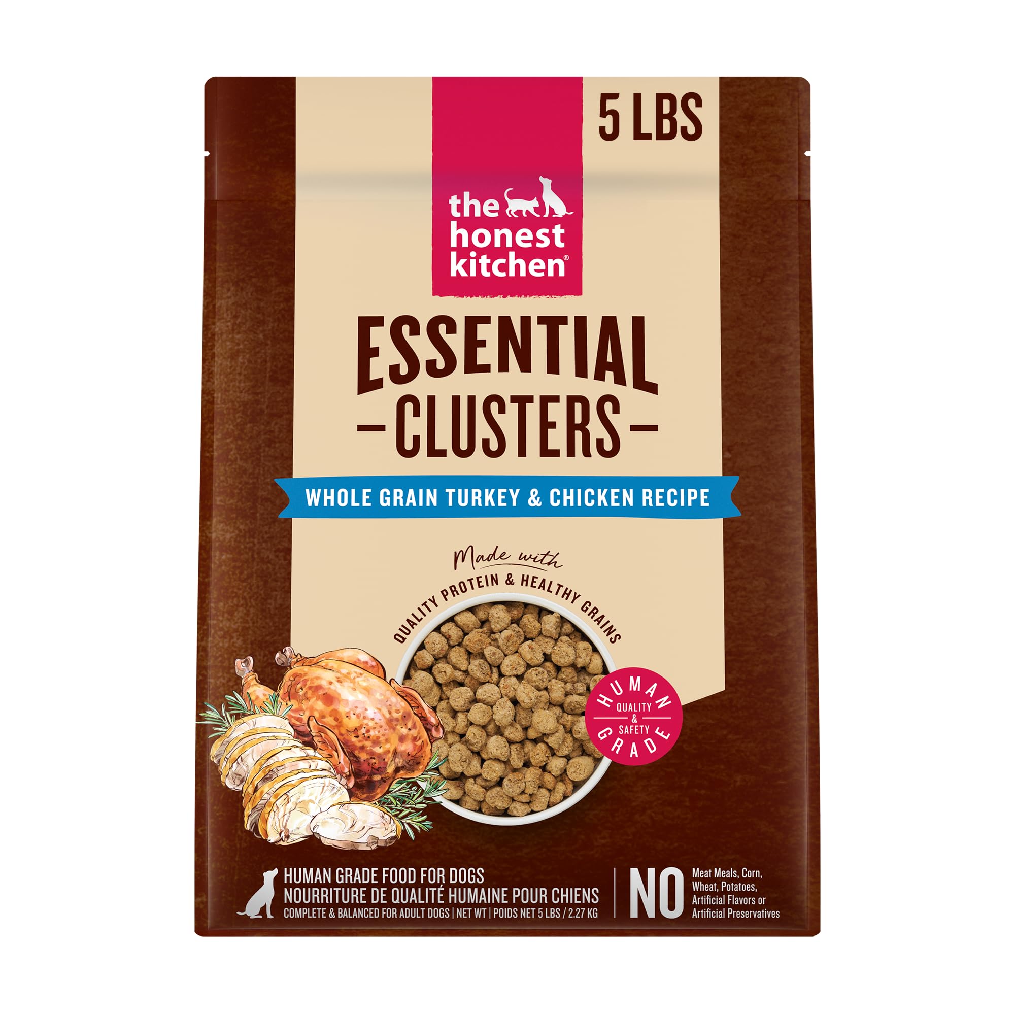 The Honest Kitchen Clusters: pavo y pollo con granos enteros para perros activos.