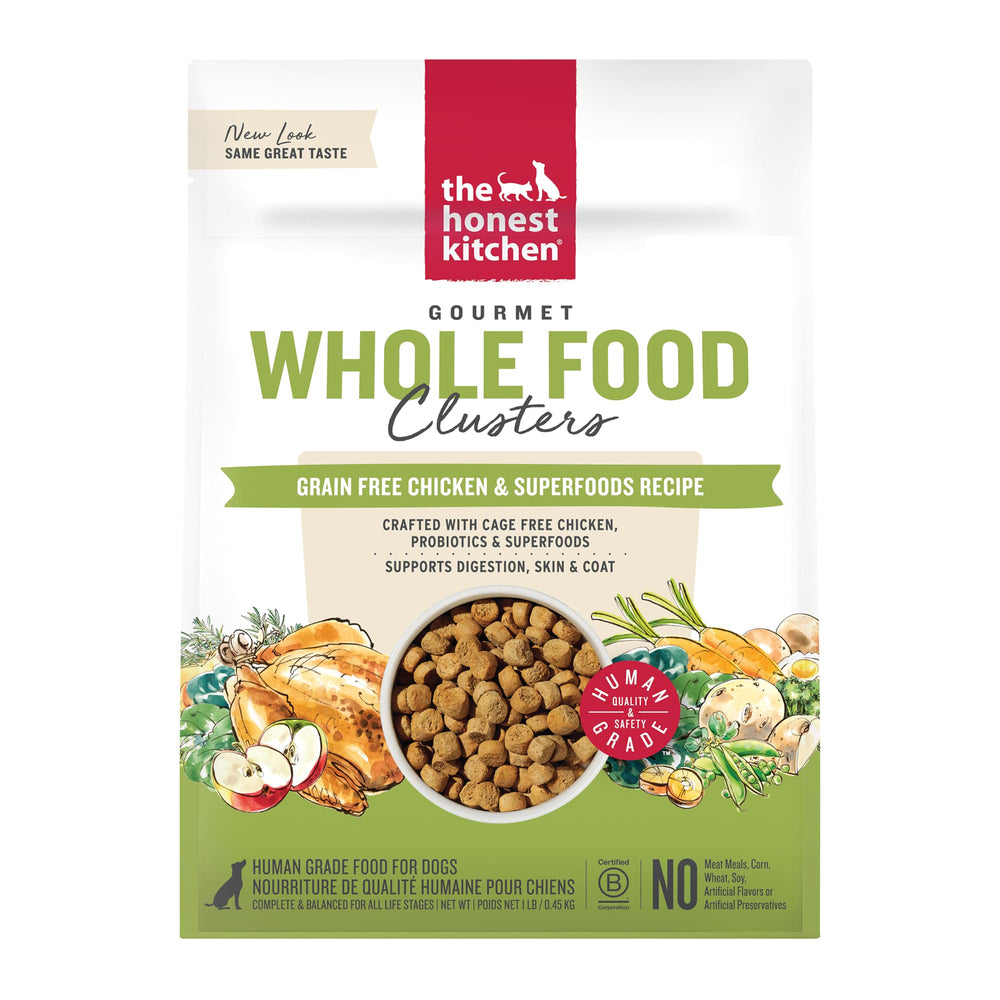 The Honest Kitchen Clusters pollo sin cereales 1 libra muestra, ideal para perros adultos