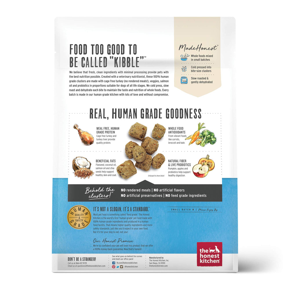 The Honest Kitchen clusters sin gomas ni conservantes, aptos para dieta de perros.