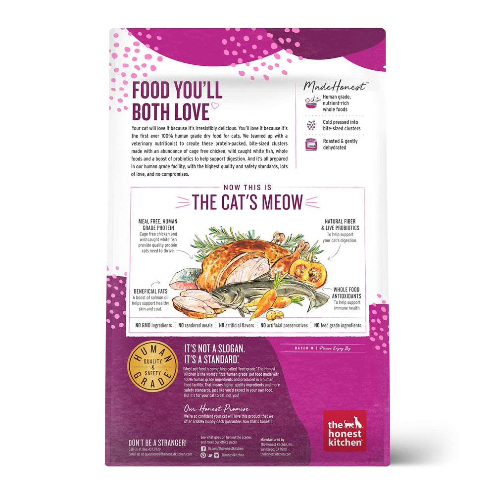 The Honest Kitchen clústeres sin granos, fácil de digerir para gatos adultos