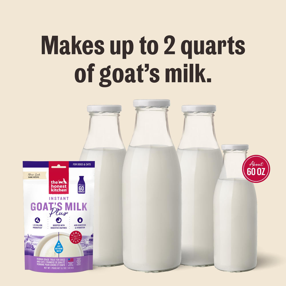 The Honest Kitchen leche de cabra en polvo con probióticos para apoyo digestivo.
