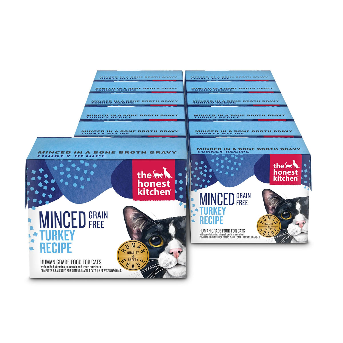 The Honest Kitchen pavo picado en caldo sabroso, empaque de 12 latas para gatos.