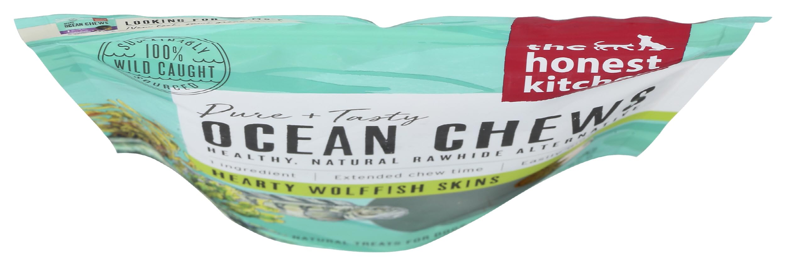 Snack para perros grandes de Ocean Chews, opción proteica y larga masticación