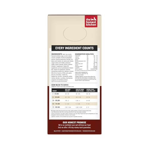 The Honest Kitchen Senior ingredientes reales visibles en la mezcla.