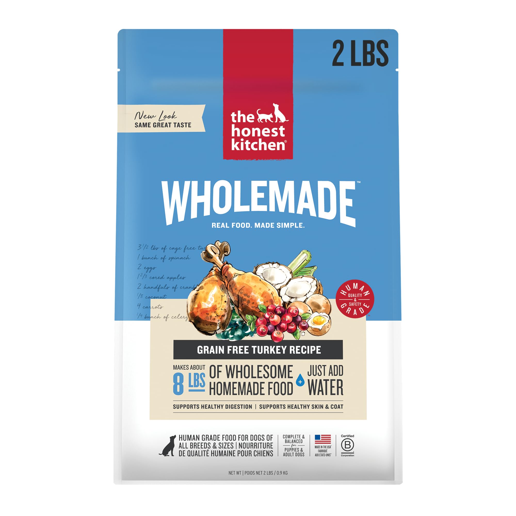 The Honest Kitchen WholemadeDeshidratado de pavo en bolsa para preparación rápida