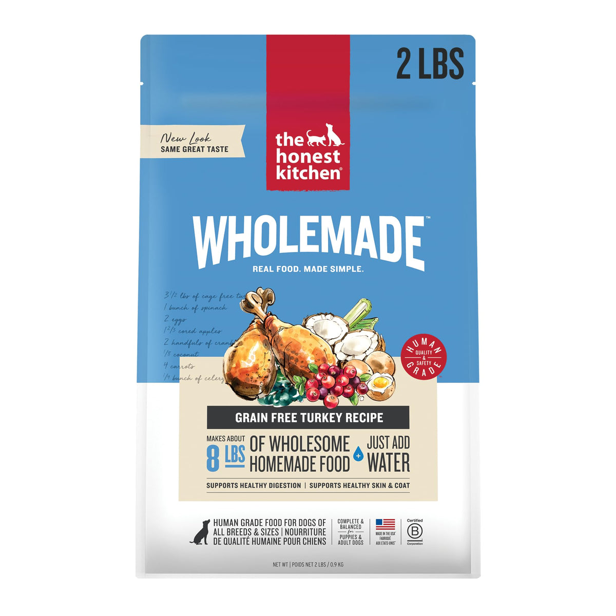 The Honest Kitchen WholemadeDeshidratado de pavo en bolsa para preparación rápida