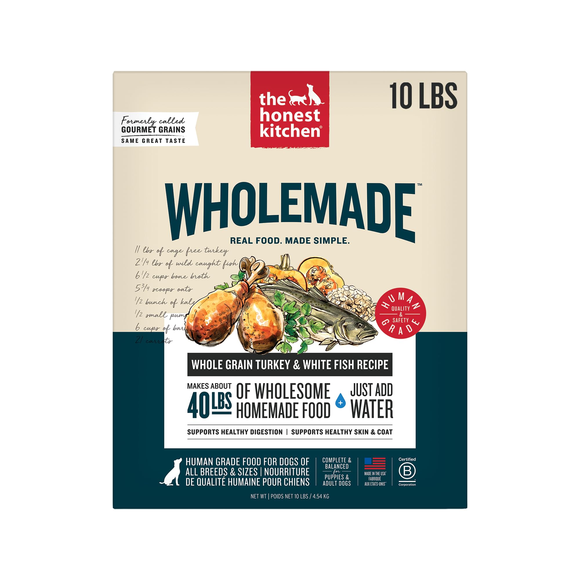 The Honest Kitchen Wholemade deshidratado de pavo, listo para servir como comida completa