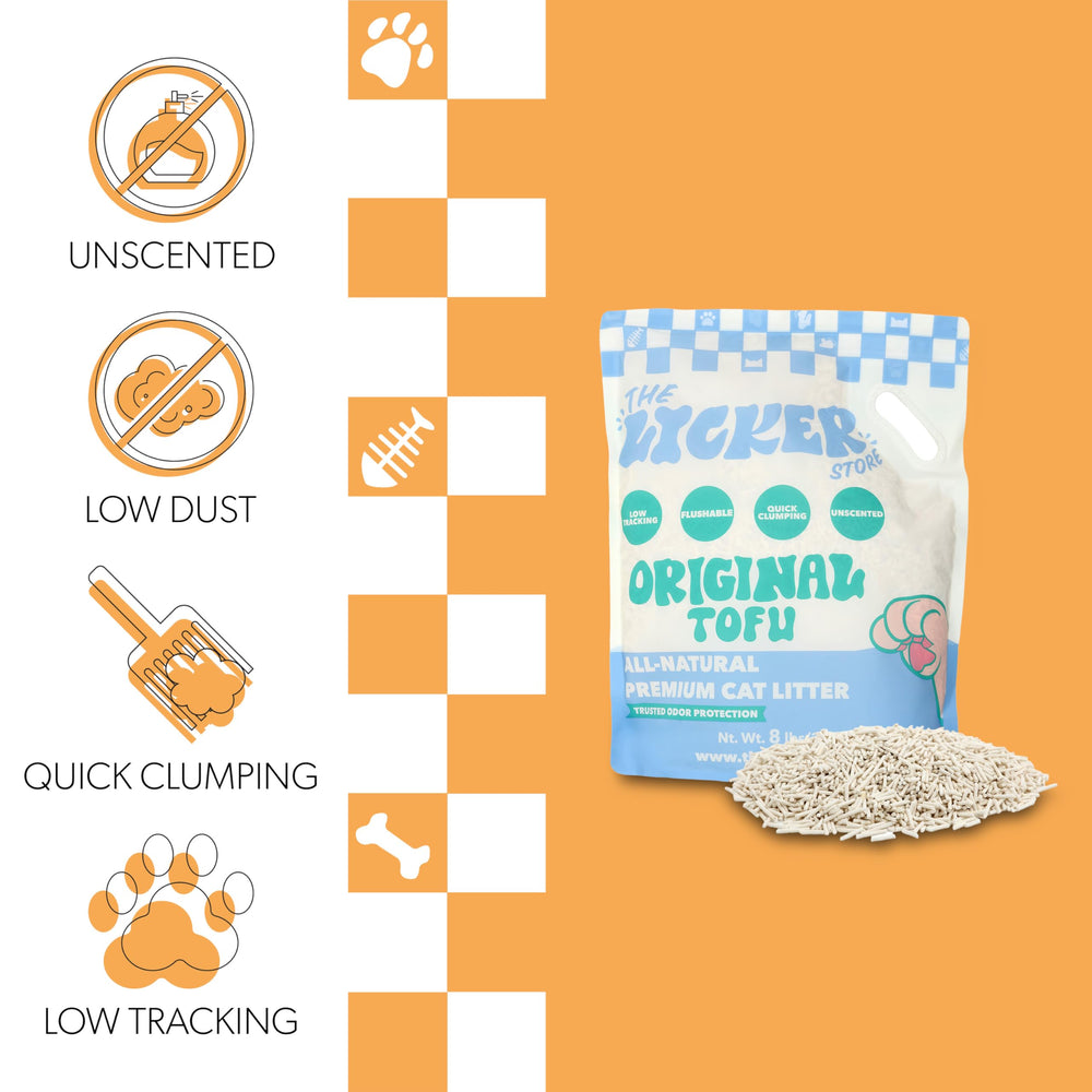 THE LICKER STORE arena de tofu para gatos, grumos rápidos para limpieza fácil.