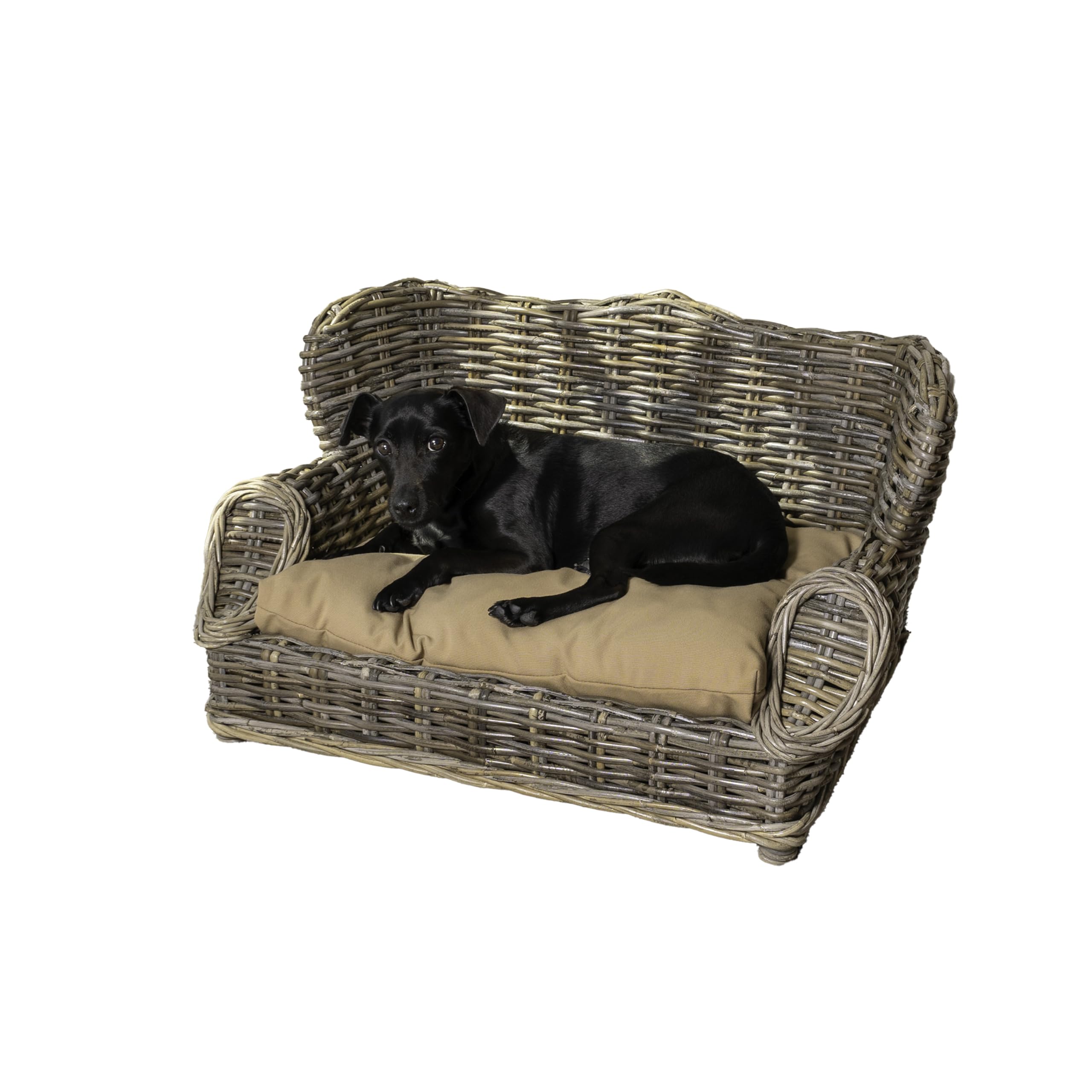 Cama para perros THE LICKER STORE DBD1004A camita-rattan mediterráneo, descanso cómodo