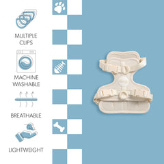 Anillos frontales y traseros para sujetar la correa con flexibilidad.