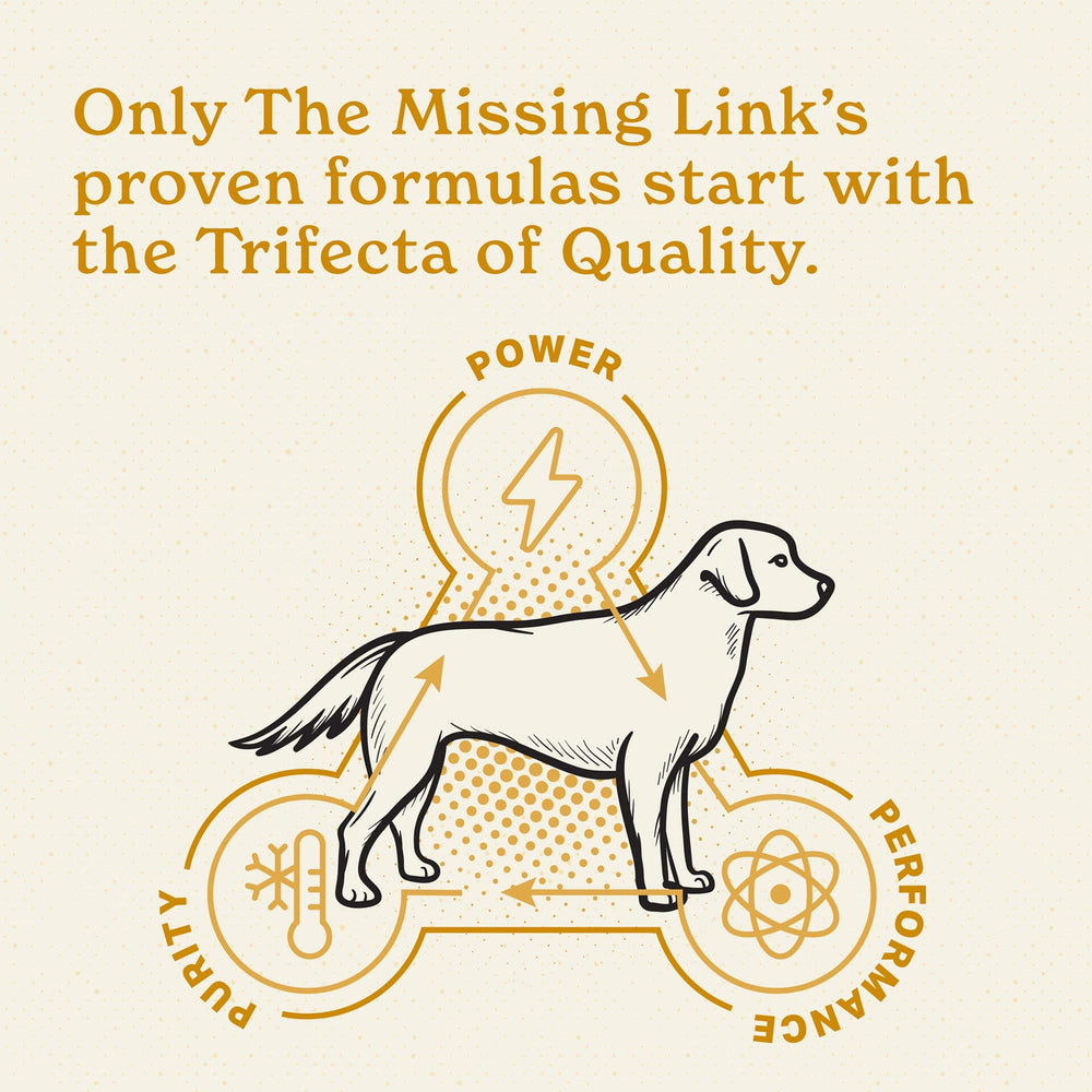The Missing Link Skin & Coat contiene probióticos y enzimas para apoyo digestivo.