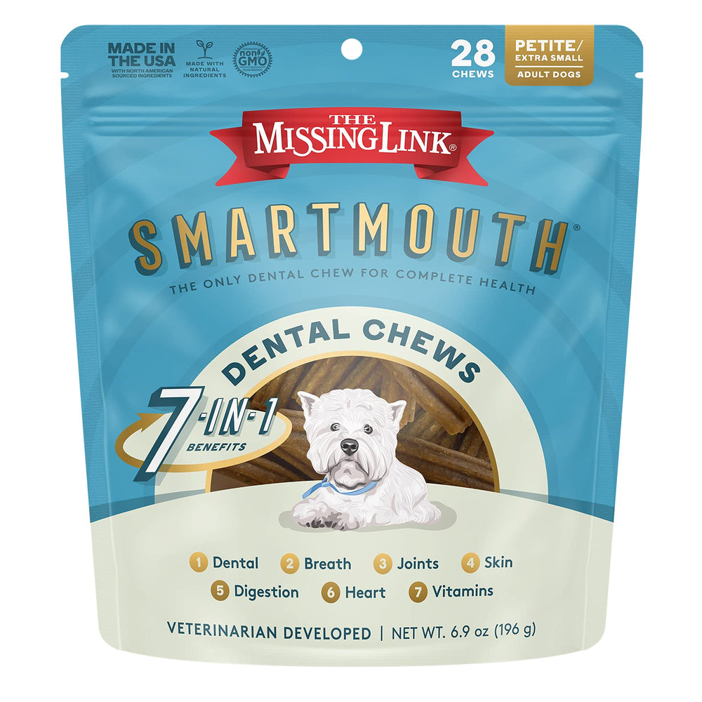 The Missing Link Smartmouth dental chews para uso diario y bienestar general.