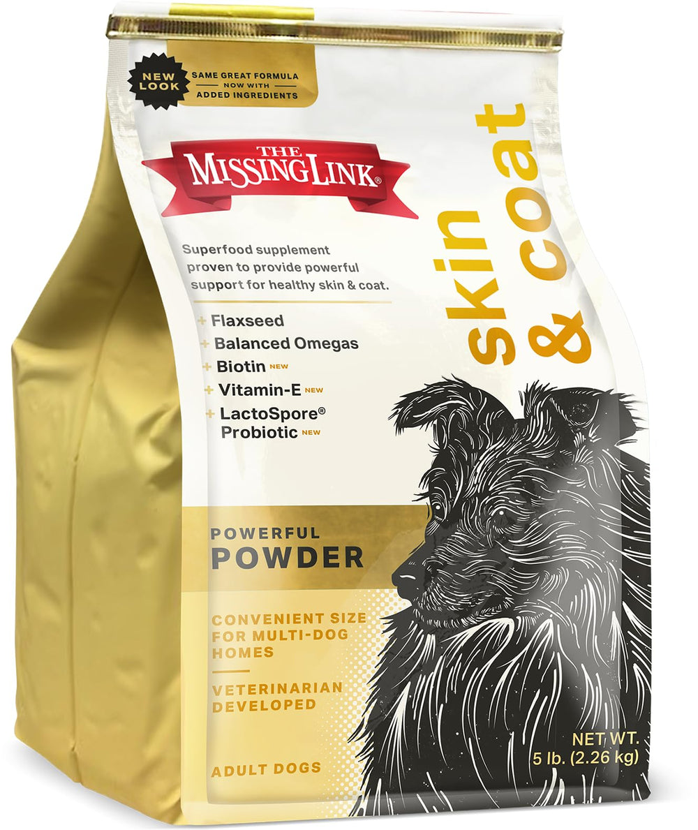 The Missing Link Skin & Coat es un suplemento para perros en polvo.